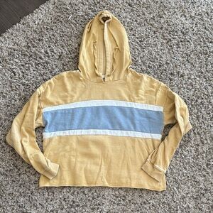 Pink Rose Yellow and Blue Stripped Cropped Hoodie